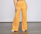 Pantalon taille haute à sensation florale